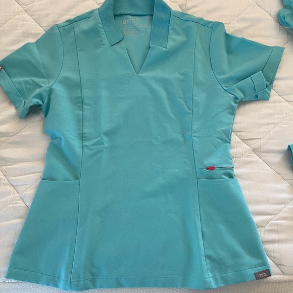Figs X-Small Neon Blue Inala Slim Scrub Top - Picture 5 of 5